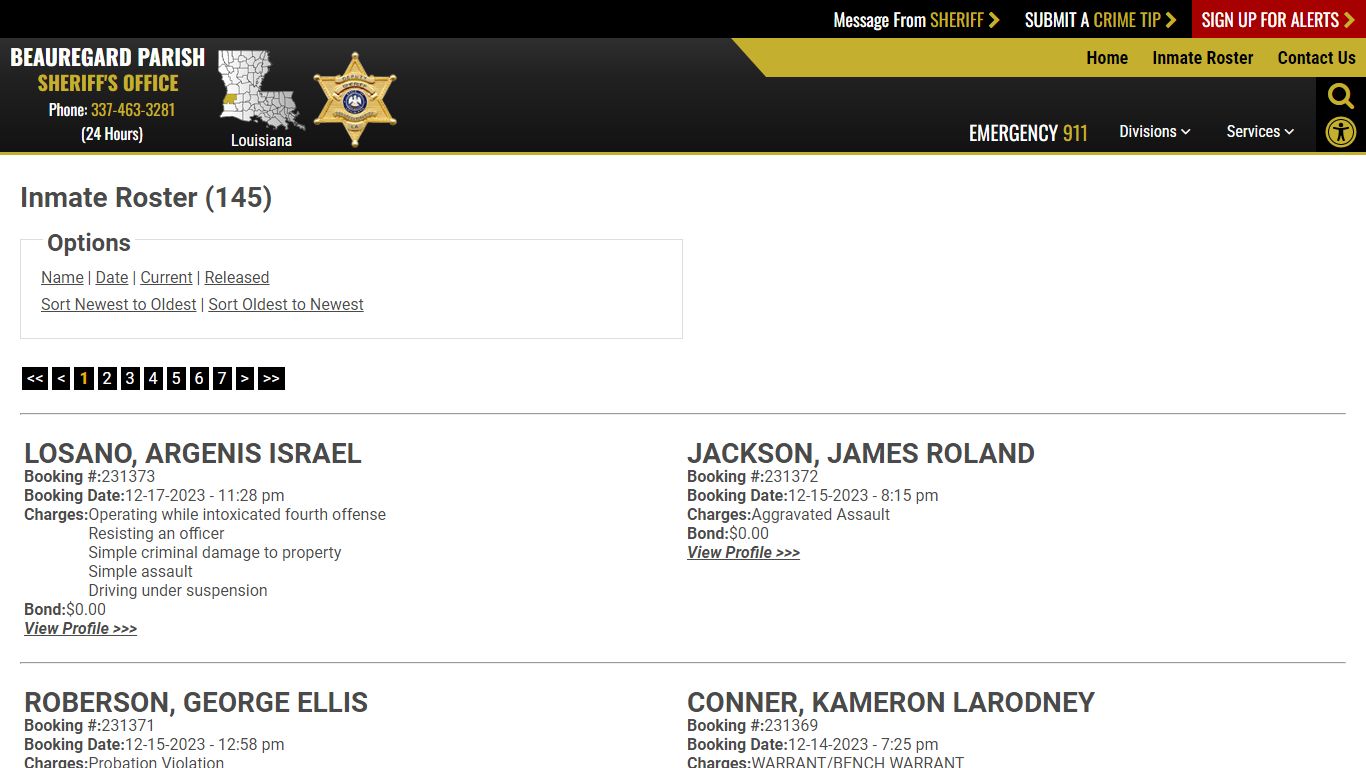 Inmate Roster - Current Inmates Booking Date Descending - Beauregard ...